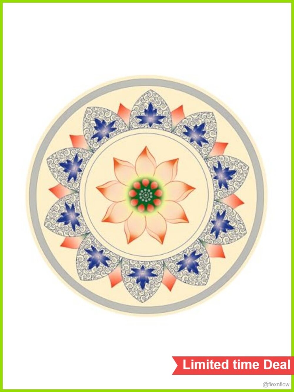 Large Round Non Slip Yoga Mat Natural Rubber Sueded Surface Meditation Exercise